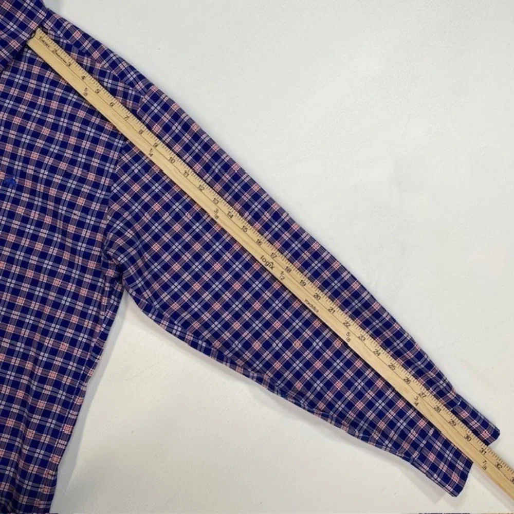 Brooks Brothers Madison Fit Shirt Mens M Blue Red Plaid Non-Iron Stretch Supima - Picture 7 of 9